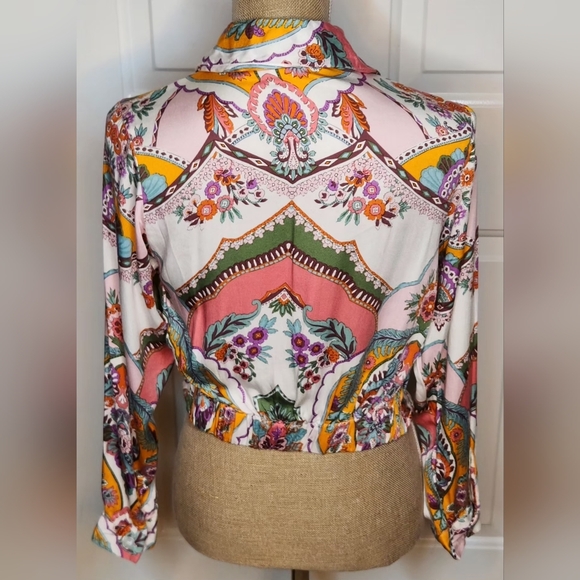 Rachel Zoe Multicolor Floral Crop Blouse Size XS - Picture 2 of 4